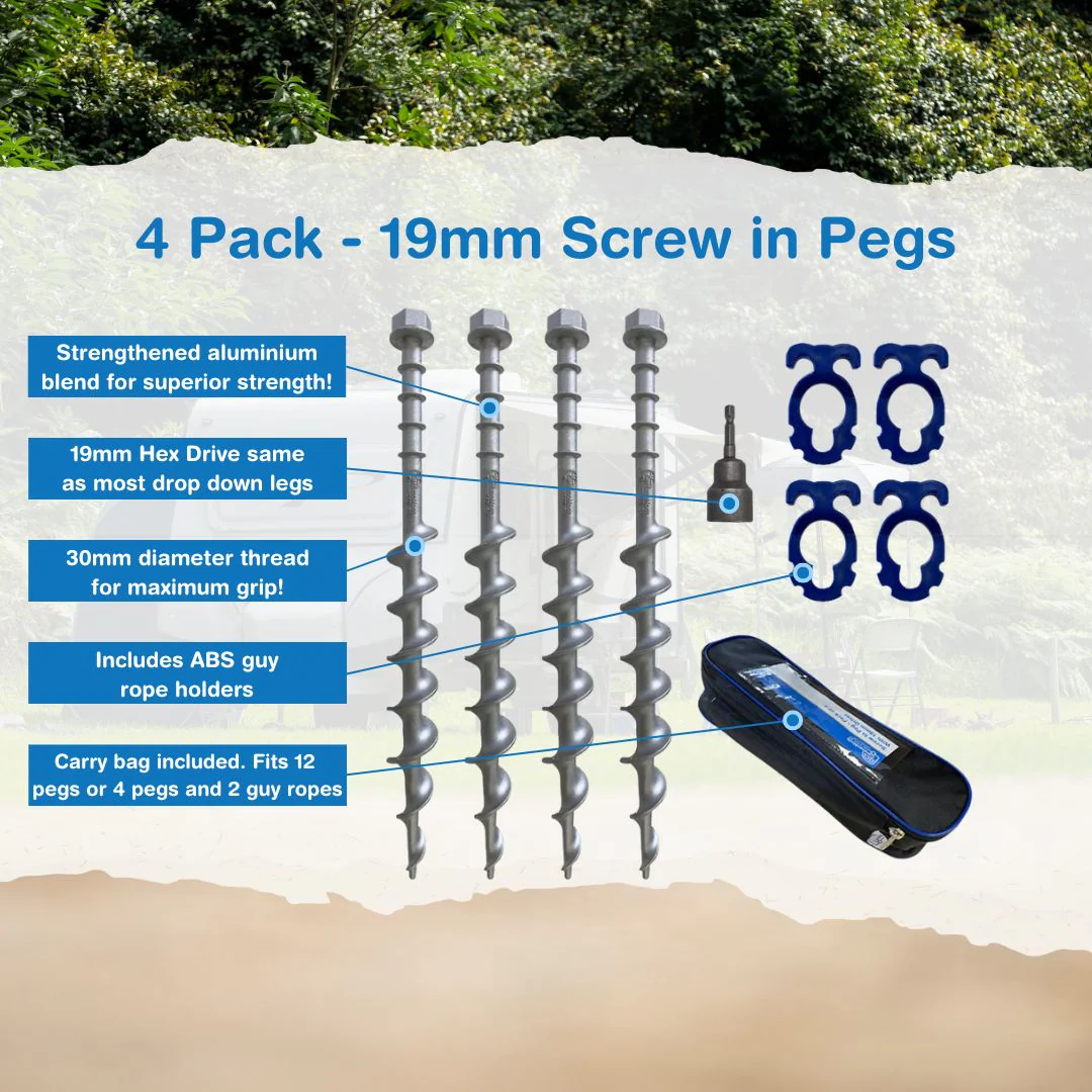Alloy Screw in Tent Pegs (Pack of 4) with 19mm Driver - Image 3